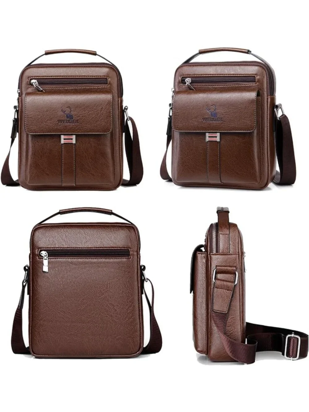 Vintage PU Leather Messenger Bag for Men - Small Crossbody Shoulder Satchel